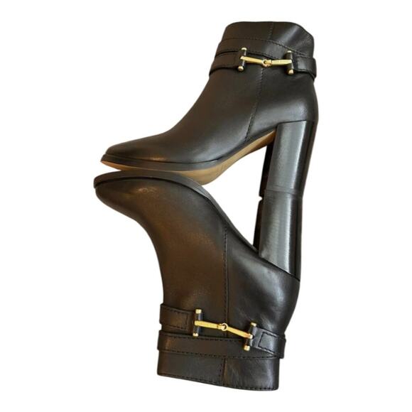 Ted Baker Women's‎ Black Leather Gold Trim Anisea Ankle Boots Size 40 US New - Picture 3 of 16